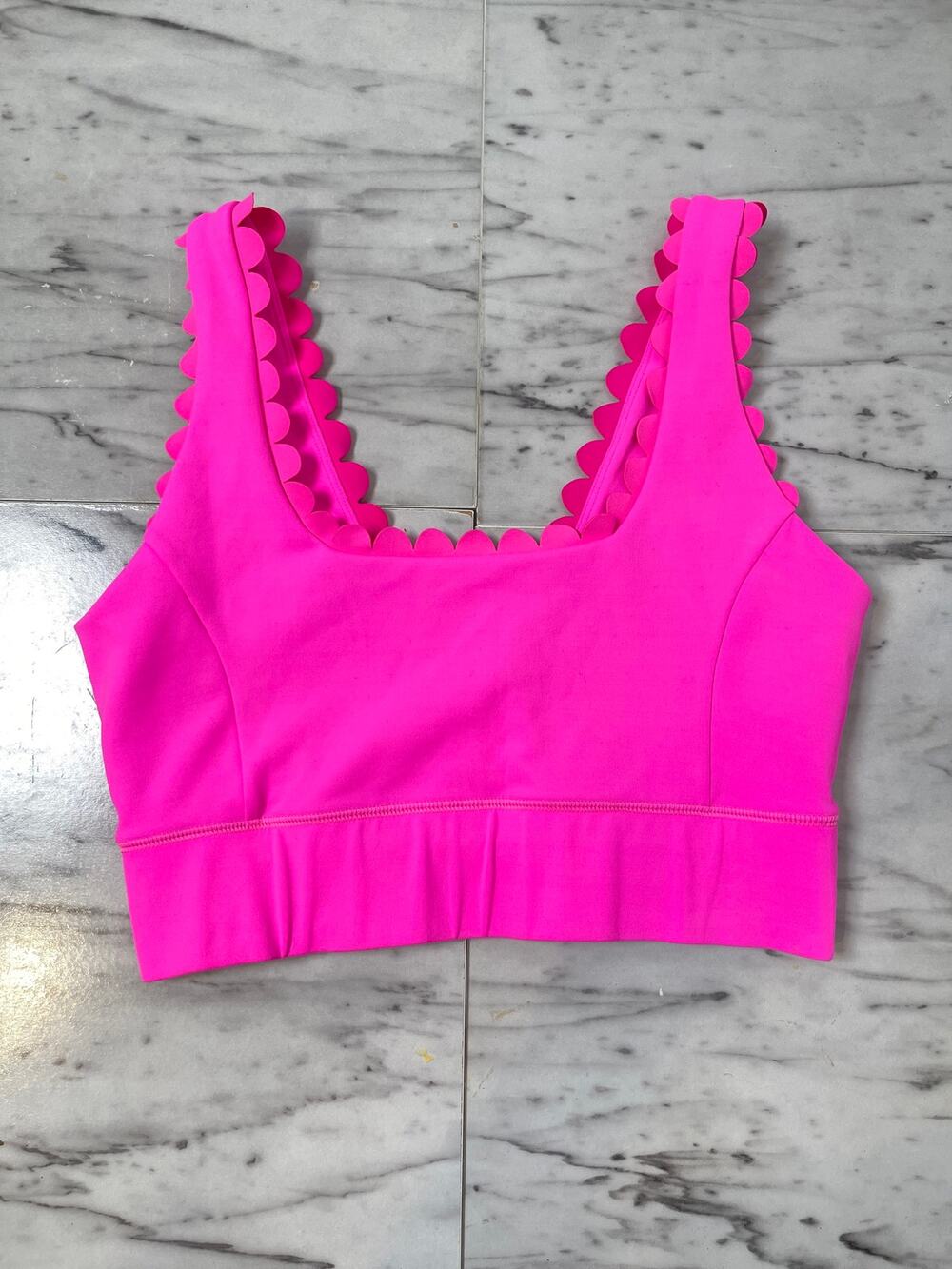 IVL Collective Sports Bra Womens 8 Pink Scallop Trim Longline Athletic Yoga